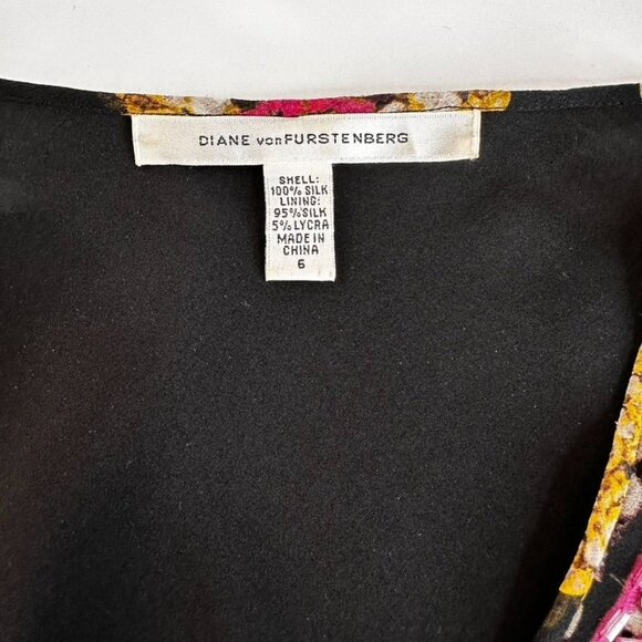 VTG Diane Von Furstenberg Women Floral Silk Dress Bell Sleeve Sequins Beads Sz 6 - Picture 7 of 13